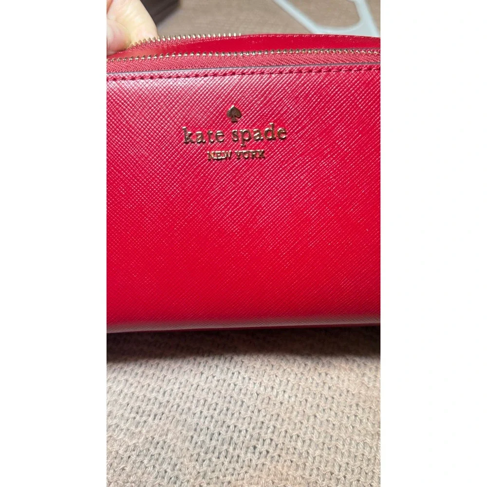NWOT Kate Spade Staci Leather Crossbody Bag Red Gold Hardware And Card Holder